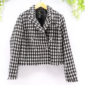 House of Harlow Women's Tweed Blazer Jacket Black/White Small